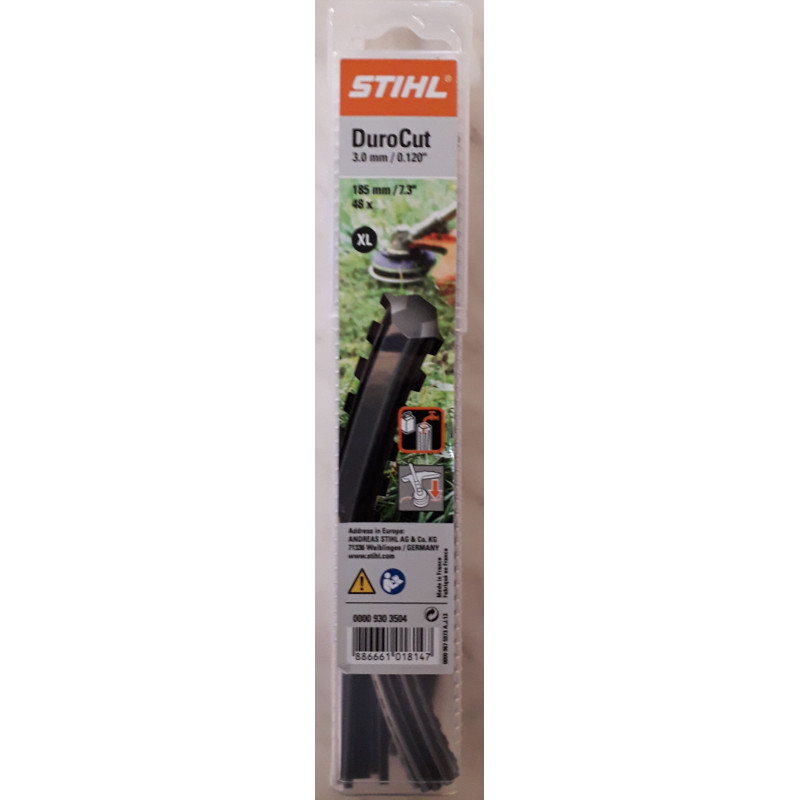 Brins pour Durocut 20-2 et 40-2 Taille XL STIHL débrousailleuse 00009303504 - 3 mm - 48 fils à denture m - Fil débroussailleuse